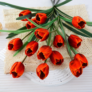 Flor Artificial Tulipán de 5 Cabezas, Flor de Seda y Plástico Hecha a Mano, Decoración para Bodas y Hogar - Product Image 2
