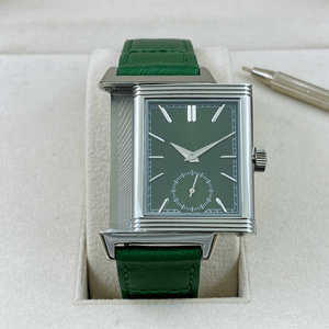 Rectangular Hand-Wound Mechanical Watch with Small Second Dial Calfskin Strap Polished Steel Case for Men Business and Casual - Product Image 4