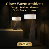 Lampe de table en bois rétro avec abat-jour en forme de tambour, lampe de chevet LED pour salon, chambre à coucher, hôtel