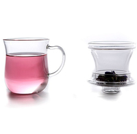 10oz Transparent clair verre Borosilicate café tasse à thé écologique bureau à domicile verres avec infuseur à thé filtre couvercle bouilloire