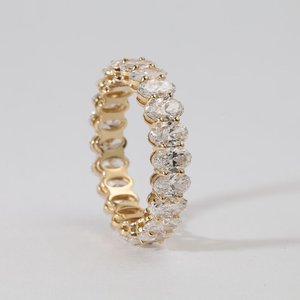 Anillo de Boda Moderno con Diamante Cultivado en Laboratorio de Corte Ovalado, Oro Blanco Sólido, Anillo Apilable Minimalista, Joyería Elegante para Aniversario - Product Image 2