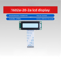 Modul LCD Film Abu-abu 1602A-20-2A dengan IC Driver ST7066U Multibahasa 16P untuk Dapat Disesuaikan dengan FPC75MM untuk Instrumen Kecil