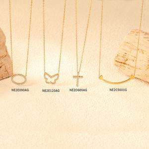 عقد بدلاية مستدير أنيق من الفولاذ المقاوم للصدأ مرصع بالزركون المتقاطع بسعر الجملة - Product Image 2