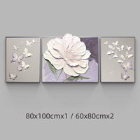 Panneaux décoratifs muraux en résine HDF 3D faits à la main avec un élégant motif de fleurs et de papillons blancs, éclairage LED, pour la décoration de la maison
