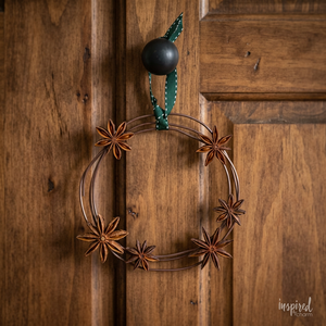 Couronne rustique en métal à l'effigie d'anis étoilé, ronde, faite à la main, décorative de Noël, sans éclairage, emballage individuel - Product Image 5