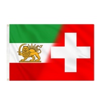 Drapeau en polyester robuste 90x150cm (3x5ft) avec motif croix, lion et soleil, pour la solidarité de la diaspora iranienne suisse, vente en gros