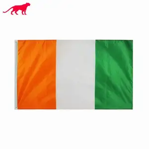 Bandeira da costa marfim de cetim com impressão personalizada, tecido de malha de cetim com venda quente da república da cote d'ivoire bandeira nacional