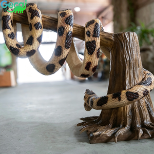 Modelo de Pitón Animatrónico, Serpiente Robótica Realista con Base de Tronco de Árbol para Casa Embrujada, Parque Temático, Exhibición - Product Image 4