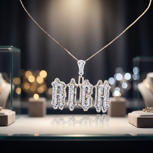 <b>Custom</b> Old English <b>Name</b> Pendant <b>Necklace</b> Iced Out AAA CZ Diamond Gothic Letter <b>Name</b> Pendant Hip Hop Bling Factory <b>Custom</b> Jewelry - Product Image 1