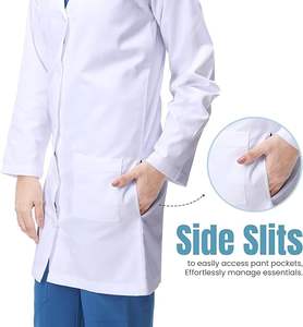 Bata de laboratorio unisex de manga larga para uso prolongado, bata médica de algodón polivinílico, blanca, batas de laboratorio unisex, uniformes de hospitales - Product Image 4