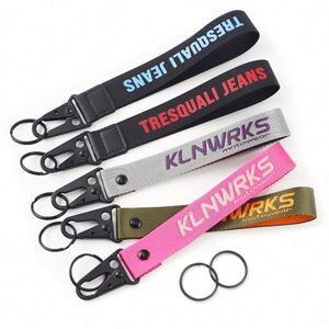 OEM Your Logo Short Keychain <b>Lanyard</b> Eagle Hook With Custom <b>Polyester</b> Sublimation and Woven Wrist <b>Lanyards</b> - Product Image 1