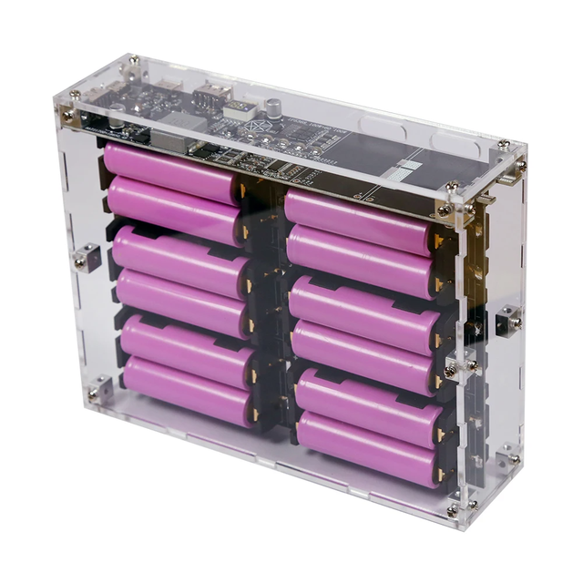 24 Cell DIY IP5389 Two-way Upgraded Acrylic No Welding No Battery 100W Power Bank Case Fast Charging Power Bank for 18650 21700