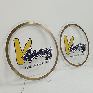 Custom Business Sign Round Acrylic Salon Wall Decor Signage <b>LED</b> Acrylic Business Logo Sign Board - Product Image 6