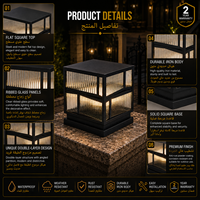 Lampe de poteau extérieure moderne avec panneaux de verre côtelés superposés pour l'éclairage paysager