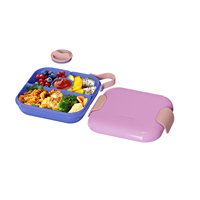 Boîte à lunch mignonne Boîte à nourriture à 3 compartiments Boîte à lunch scolaire pour enfants et bouteille d'eau