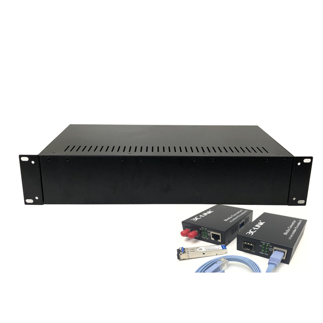 3C-LINK 1U 2U steel rackmount 14 16 ports 19 inch Single fiber media Converter rack mount chassis
