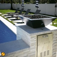 Outdoor-Sofa garnitur Feuerstelle Tisch maßge schneiderte Gartenmöbel Terrasse Feuerstelle Pool Feuerschale