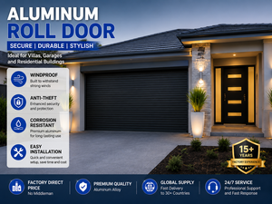 <span class=keywords><strong>Porte</strong></span> <span class=keywords><strong>de</strong></span> <span class=keywords><strong>garage</strong></span> électrique à enroulement moderne en acier et alliage d'aluminium avec télécommande - Surface finie résistante au vent - Product Image 1
