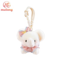 En gros, Peluche éléphant kawaii miniature, animal en peluche moelleux, pendentif, accessoire de cordon tressé à la main, cadeau d'anniversaire pour filles