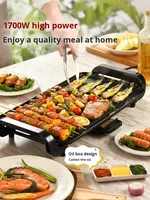 Liren Gril Électrique Poêle En Acier Inoxydable Antiadhésif Barbecue Grill Minuterie Numérique Contrôle Ménage Kebab Machine Intérieur Faible Fumée
