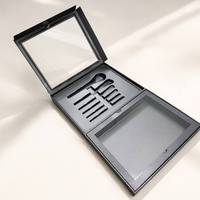 Boîte d'emballage personnalisée pour pinceaux de maquillage faits à la main, boîte en papier écologique avec fenêtre transparente, coffret cadeau cosmétique de luxe avec fermeture magnétique