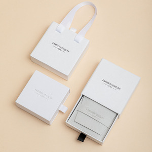 Custom Drawer Gift Box Rigid Jewelry Packaging With Handle Eco-Friendly High-End Satin Liner Hot Stamping Logo - Product Image 4