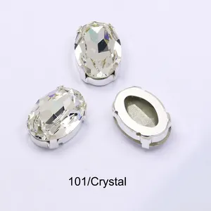 Berlian imitasi Oval runcing kembali K9 batu mewah dengan cakar grosir berlian imitasi manik-manik kristal untuk perhiasan garmen Aksesori diy