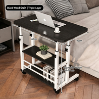Table de chevet en métal, bureau d'ordinateur mobile et réglable, bureau simple pour étudiant, pour chambre à coucher, dortoir, bureau à domicile, table d'angle avec roulettes