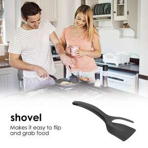 Brot klemme Barbecue Schaufel zange Antihaft griff Silikon Spiegelei Turner Doppels patel Lebensmittel clip 2 In 1 Griff Flip Zange - Product Image 6