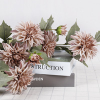 Fleurs de Dahlia Artificielles à Deux Têtes Effet Naturel pour Mariage, Décoration d'Intérieur Couleurs Automnales Européennes, Centre de Table, Vente en Gros
