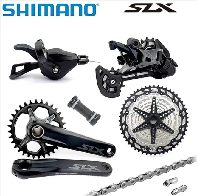 Shimano conjunto de pedaleira de bicicleta slx m7100, conjunto de peças de bicicleta de 12 velocidades, alavanca de câmbio, desviador de corrente e pedal para mtb