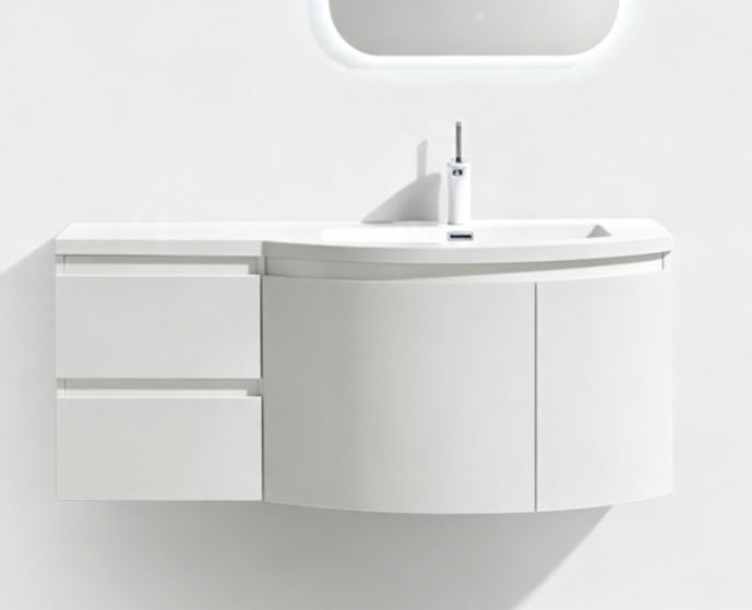 Luxury Modern Wall-Mounted Vanity Combo Mirror Wash Basin Rectangle ...