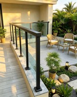 Modernes Aluminium-Glas-Geländersystem für Treppen und Balkone mit Wasserbeständigen Aluminiumpfosten