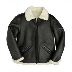 Men's Winter Bamboo Fiber Retro Vintage Bomber Jacket Sherpa Lined Stand Collar <b>Zip</b>-Up Logo - Product Image 1