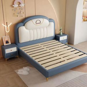 Children's <b>Bed</b>, Male and Female Princess <b>Bed</b>, Solid Wood Small Unit, Single 1.5m <b>Bed</b>, Cream Wind Soft Foreskin <b>Bed</b> - Product Image 5