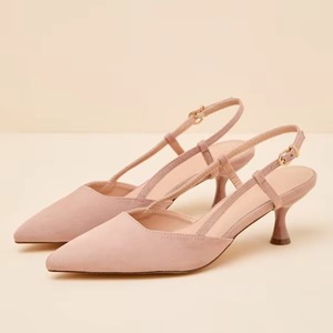 Summer Fashion Ladies Pointed <b>Toe</b> Kitten Heel Pumps Ankle Strap <b>Sandals</b> Rubber Outsole Elegant Slingback Wedding Shoes - Product Image 1