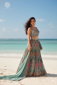 Lehenga et Blouse en Georgette avec Dupatta, Exportateur et Fournisseur Indien, Traditionnel Indien - Product Image 2