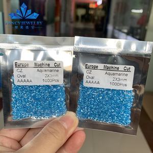 Wuzhou-Corte ovalado resistente al calor de alta calidad, 2x3mm, 3x5mm, aguamarina, Topacio Azul, Circonia cúbica, piedra suelta, ajuste de cera - Product Image 2