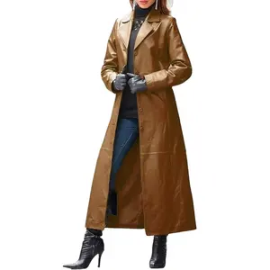 European and American women's long coat slimming and oversized leather windbreaker