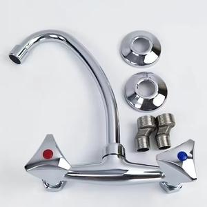 Grifo de Cocina Moderno de Pared con 2 Manijas, Válvula de Cerámica, Fácil Instalación, Diseño de Lámina Plana, 1.0-1.9 gal/m - Product Image 2