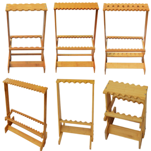 Présentoir de canne à pêche réglable en bambou/pin durable et personnalisable, modèle 3009 - Product Image 1