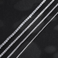 Collier chaîne tennis en laiton CZ 2mm-6mm, simple rangée, entièrement serti de pierres, pour hommes et femmes, approvisionnement en gros d'usine, stock disponible