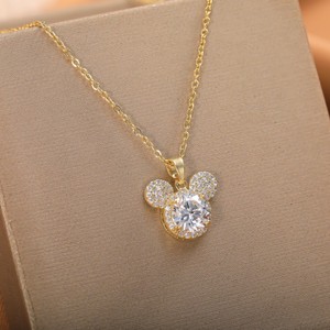 Conjunto de Joyería de Cobre con Cabeza de Mickey Mouse, con Colgante y Aretes de Zirconia, para Mujer, Regalo, Joyería de Moda - Product Image 3