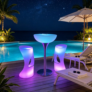 Table de cocktail LED ronde rechargeable 16 couleurs écologique pour <span class=keywords><strong>bar</strong></span>, boîte de nuit, jardin, terrasse, événements et fêtes - Product Image 4