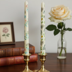 Elegant Meadow Floral Taper <b>Candle</b> <b>Set</b> (<b>Set</b> 2) Soy Paraffin Wax Smokeless Lavender Fragrance Home Decor for Weddings Christmas - Product Image 2