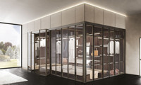Armoire moderne de luxe Vermonhouzz avec cadre en aluminium et porte en verre, éclairage LED intégré - Système de dressing sur mesure