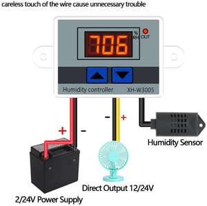 XH-W3005, pengontrol kelembapan Digital 12V 24V 220V regulator saklar kontrol kelembapan humidistrat + sensor kelembapan - Product Image 6