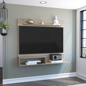 Floating Entertainment Center For <b>Tv</b> Up To 55 In Light <b>Pine</b> With One Superior Shelf And Two Shelves - Product Image 1