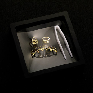 Grillz para dientes, juego de grillz dorados con forma de púa, aleación de cobre, unisex, accesorio de moda hip hop para fiestas - Product Image 2