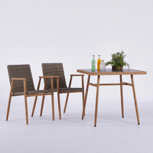Set di Sedie da Giardino <span class=keywords><strong>Mobi</strong></span> di Alta Qualità, Sedia in Rattan PE con Braccioli e Schienale in Vimini - Product Image 5